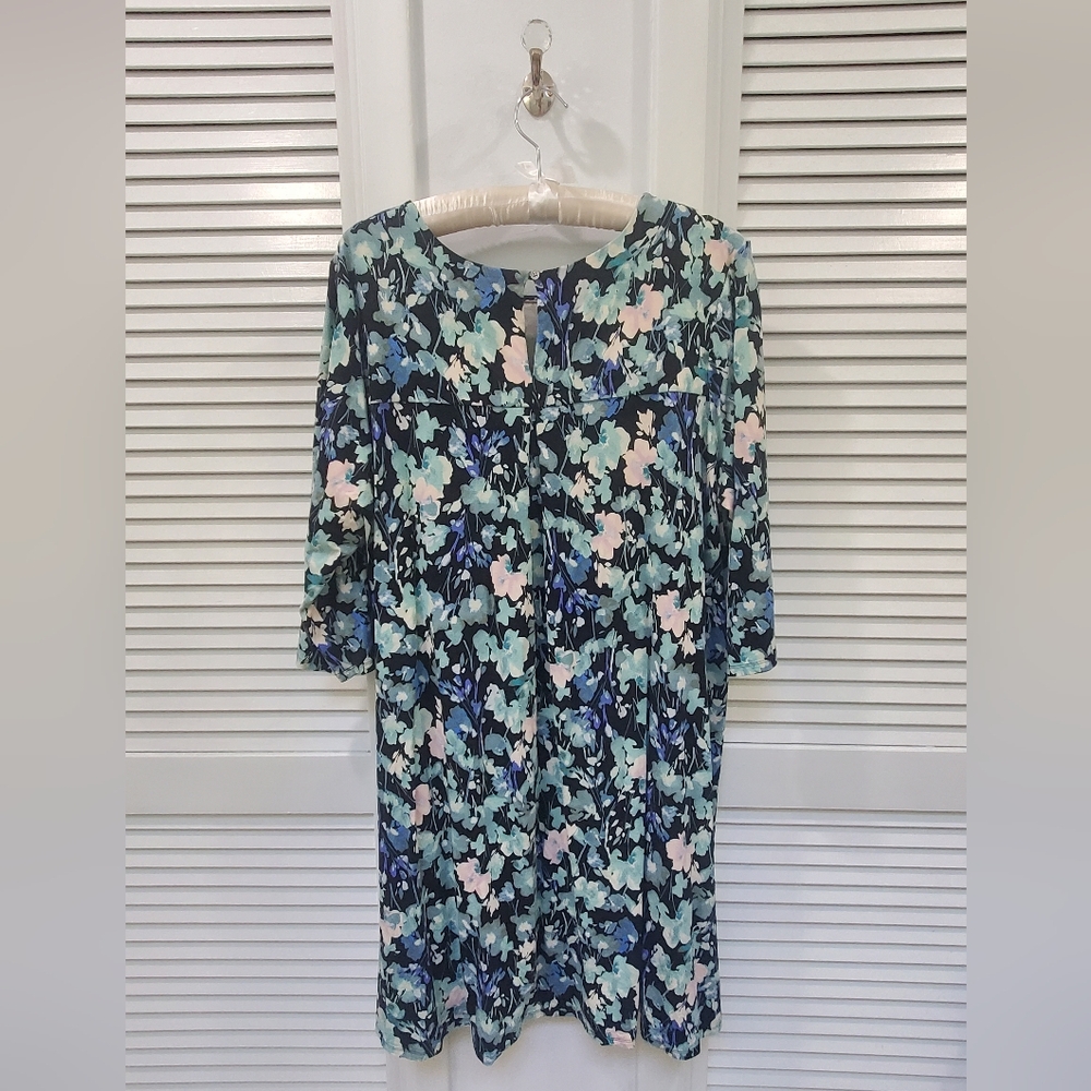 J. Jill Floral Midi Dress - Navy and Light Pink - Picture 2 of 6